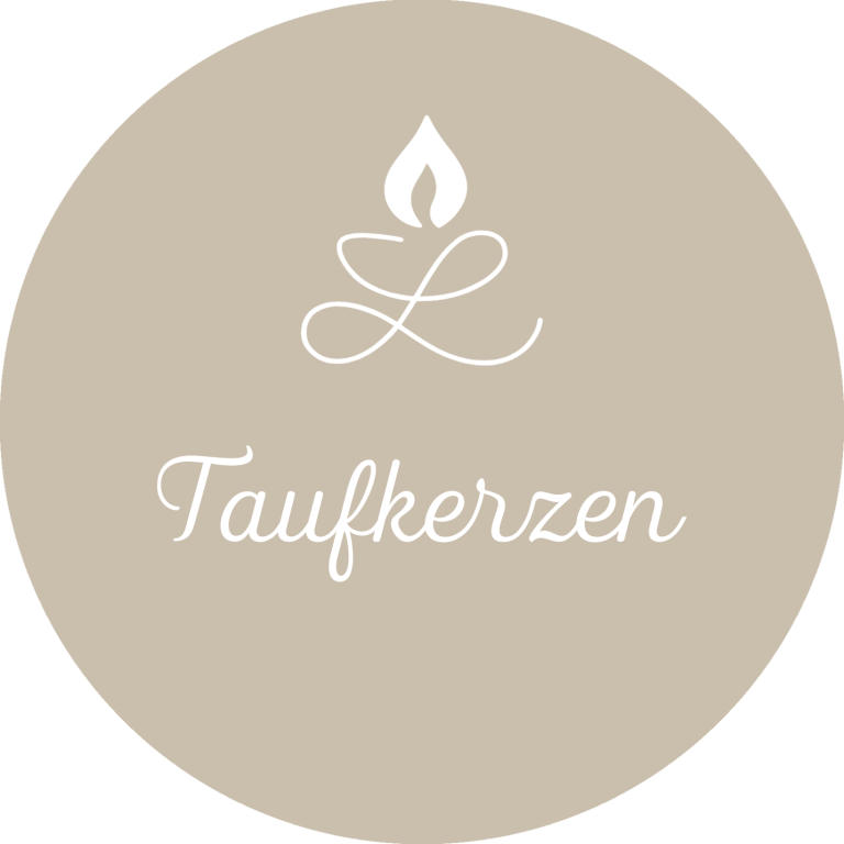 Taufe Symbol mit Kerze und dem Schriftzug "Tauferzen".
